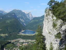 A very nice view to the top, Hieflau's storage lake and the Gesäuse in the back.